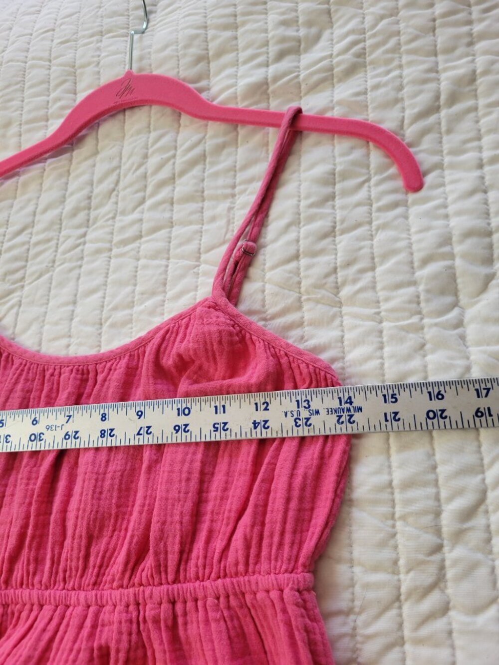 Rails Hot Pink Organic Cotton Gauze Tiered Maxi Dress Boho Vacation Flowy Sz XS - Picture 7 of 9